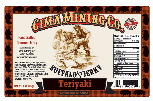 Buffalo Jerky: Teriyaki 3 oz.