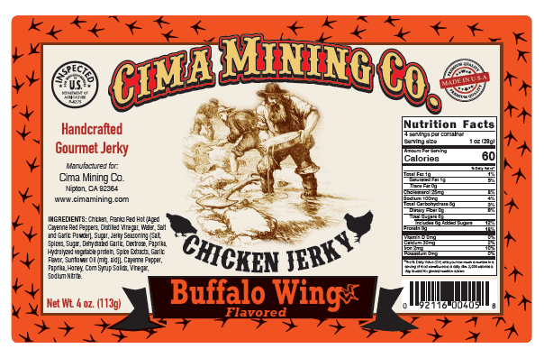 Chicken Jerky: Buffalo Wing 4 oz.
