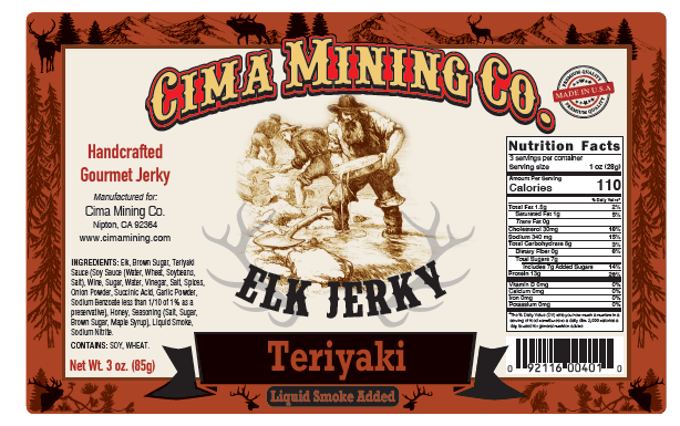 Elk Jerky: Teriyaki 3 oz.
