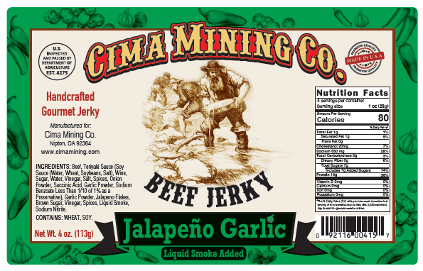 Beef Jerky: Jalapeño Garlic 4 oz.