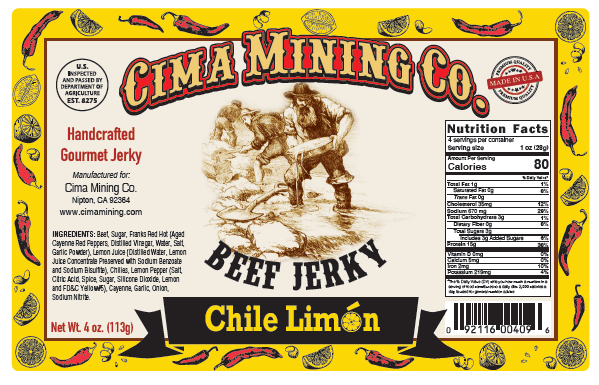 Beef Jerky: Chile Limon 4 oz.