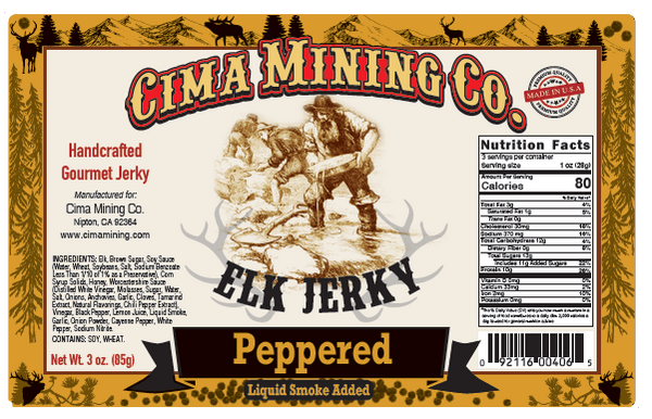 Elk Jerky: Peppered 3 oz.