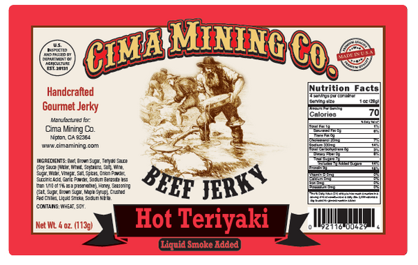 Beef Jerky: Hot Teriyaki 4 oz.
