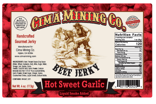 Beef Jerky: Hot Sweet Garlic 4 oz.