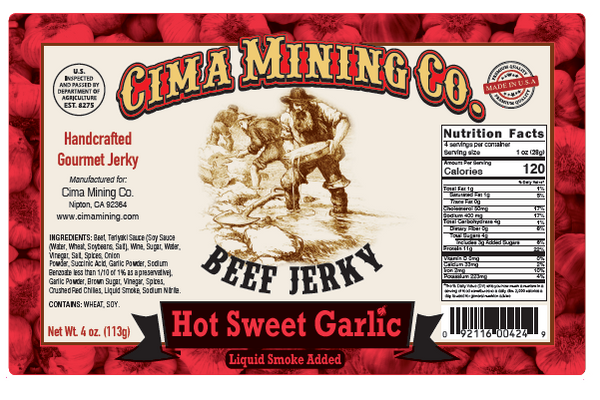 Beef Jerky: Hot Sweet Garlic 4 oz.