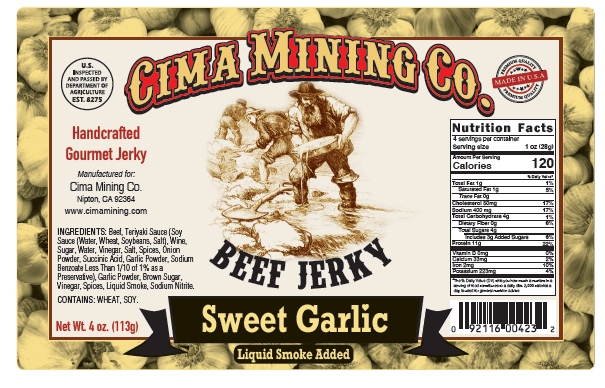 Beef Jerky: Sweet Garlic 4 oz.
